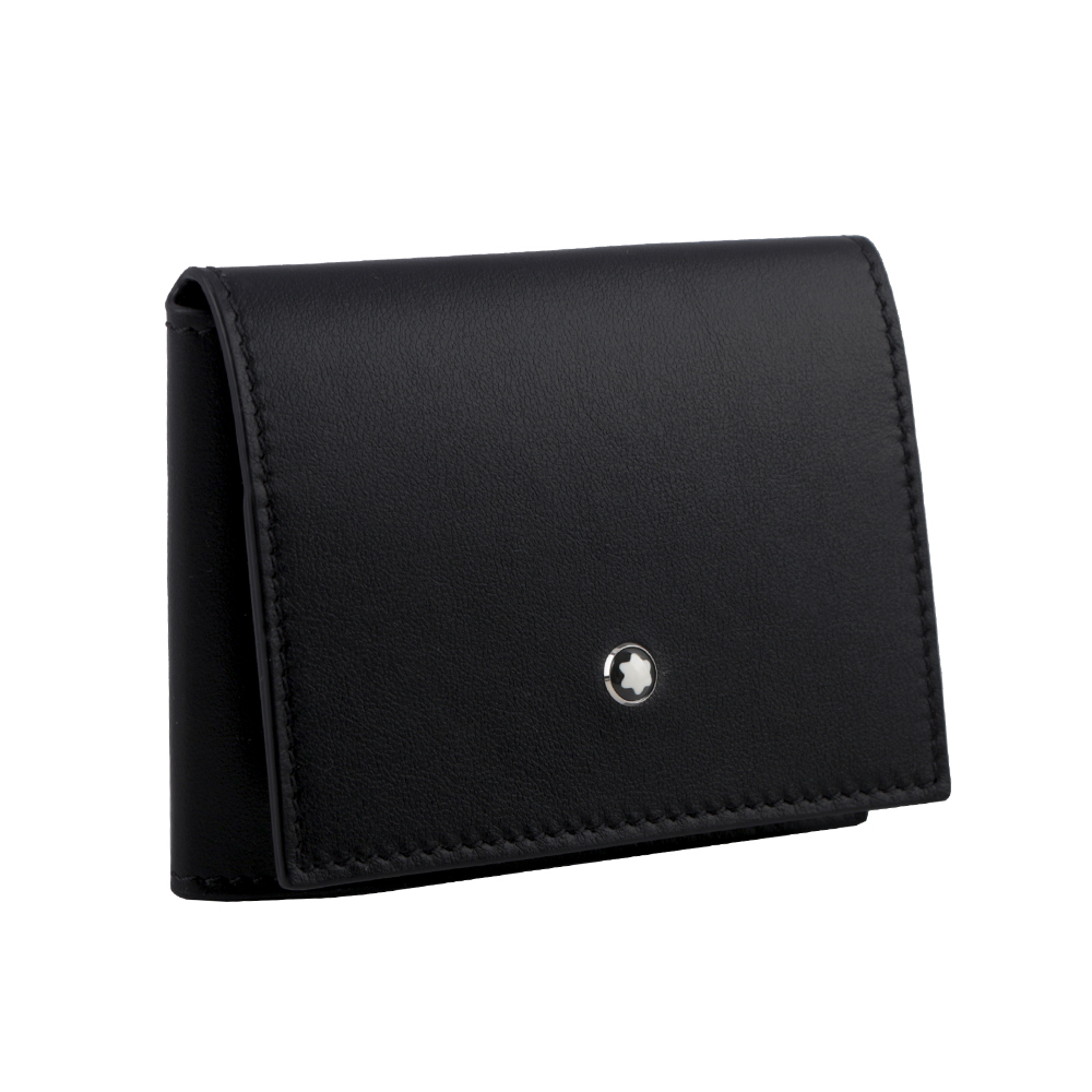 【MONT BLANC】Trio 軟皮系列小牛皮三折6卡名片/卡片夾(黑色) 198121