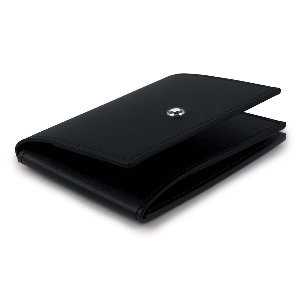 【MONT BLANC】Trio 軟皮系列小牛皮三折6卡名片/卡片夾(黑色) 198121