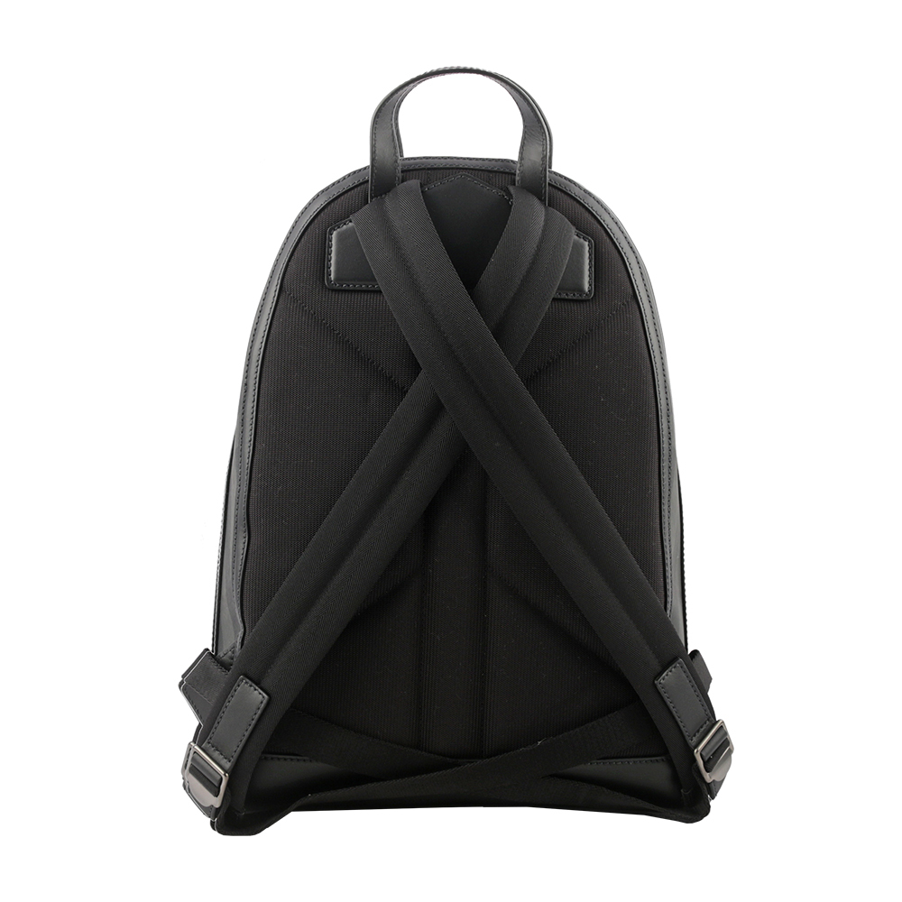 【BURBERRY】Rocco 格紋帆布及牛皮拉鍊口袋後背包(炭灰色) 8065630 A8800