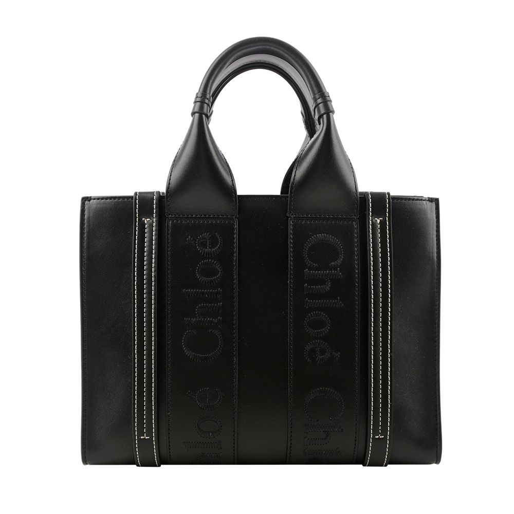 【CHLOE'】Woody 小牛皮手提/斜背二用托特包(小)(黑色) CHC23US397I60 001