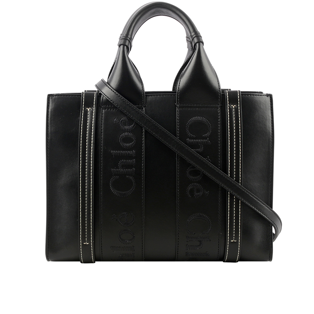 【CHLOE'】Woody 小牛皮手提/斜背二用托特包(小)(黑色) CHC23US397I60 001