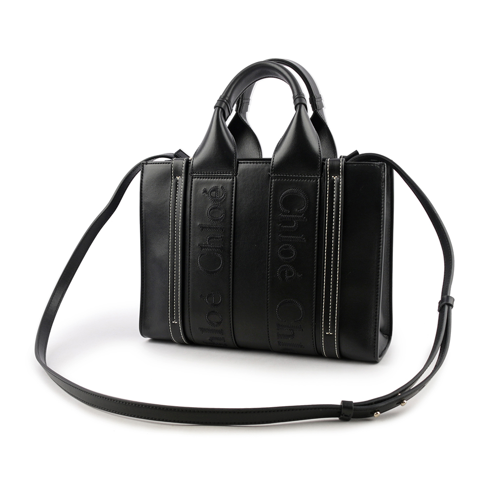 【CHLOE'】Woody 小牛皮手提/斜背二用托特包(小)(黑色) CHC23US397I60 001