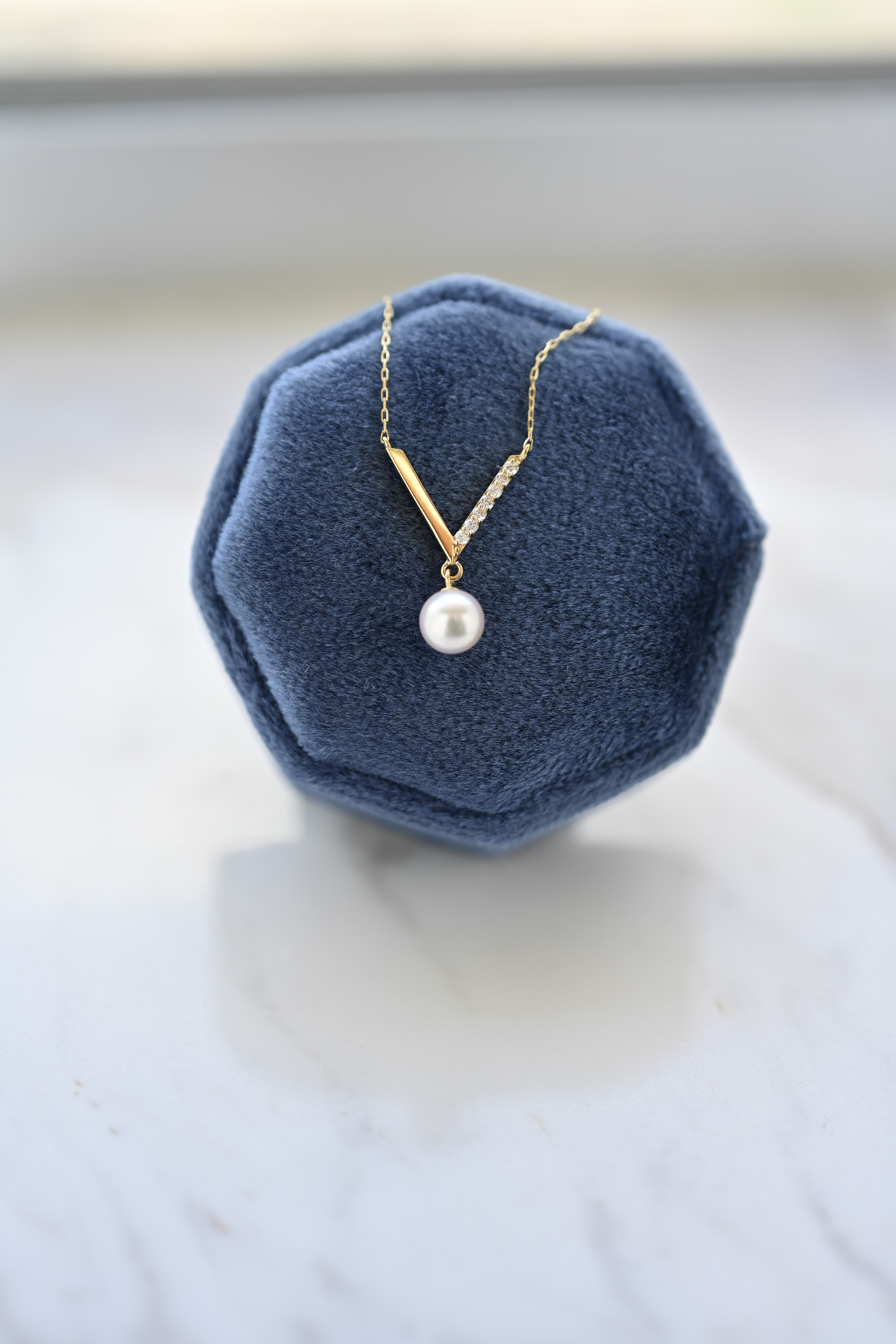 18K V Akoya Diamond Necklace