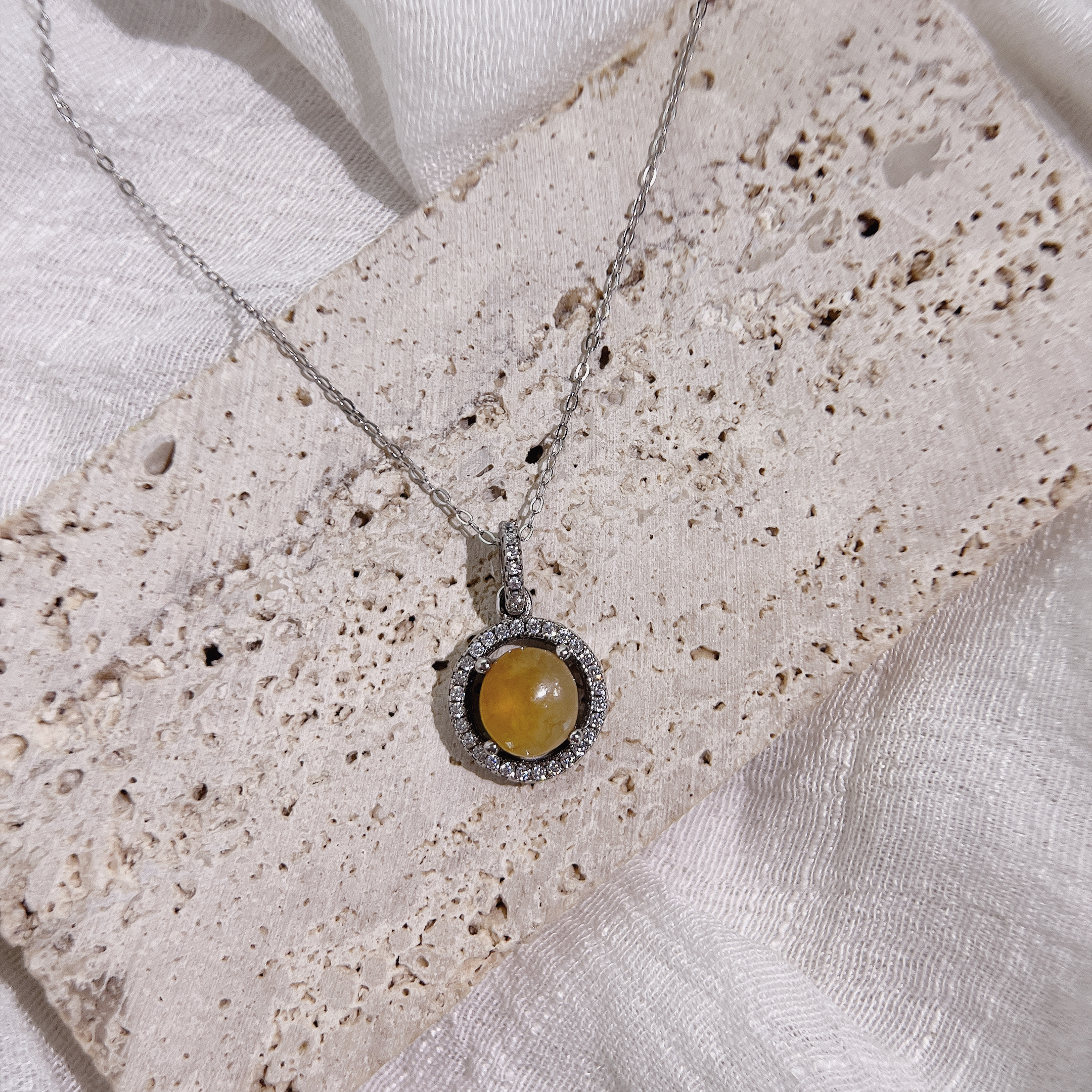 翡翠．河岸夕陽黃翡項鍊