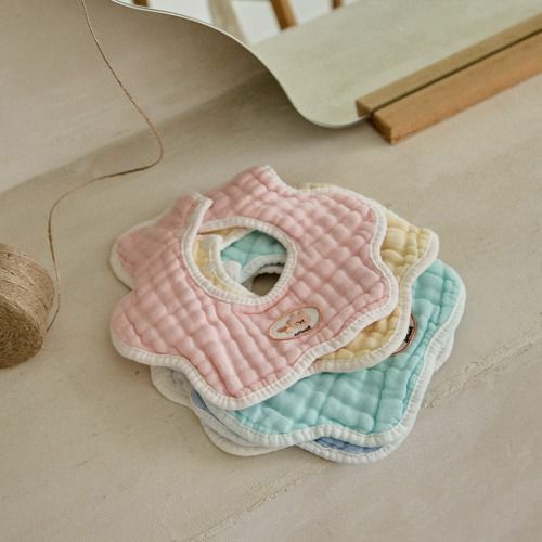 LOVELY BEBE 五色棉花糖系列🍭-8重紗布棉波浪圍嘴