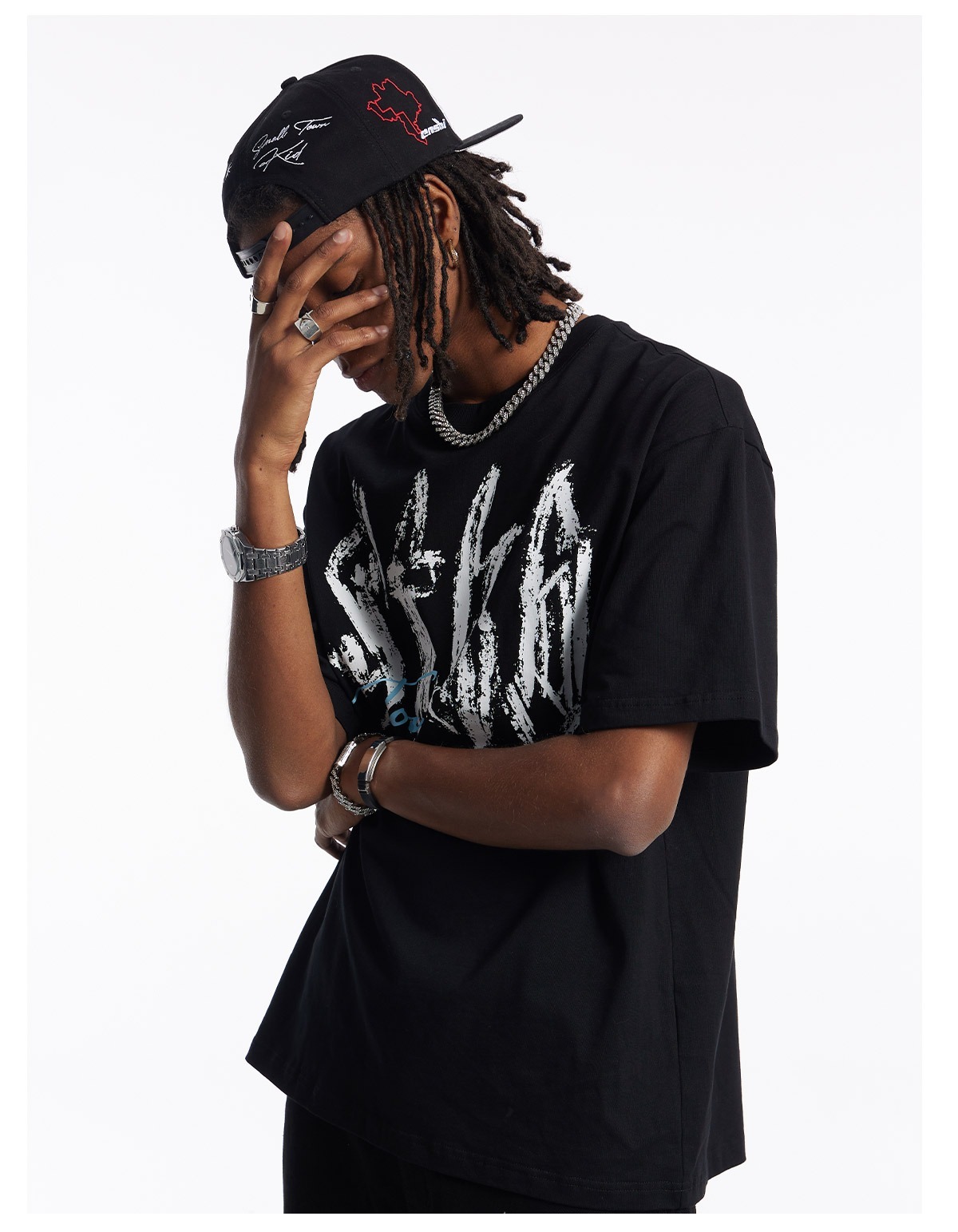 ASEN同款 STK SmallTownKid 美式復古字體 背後十字印花 T恤