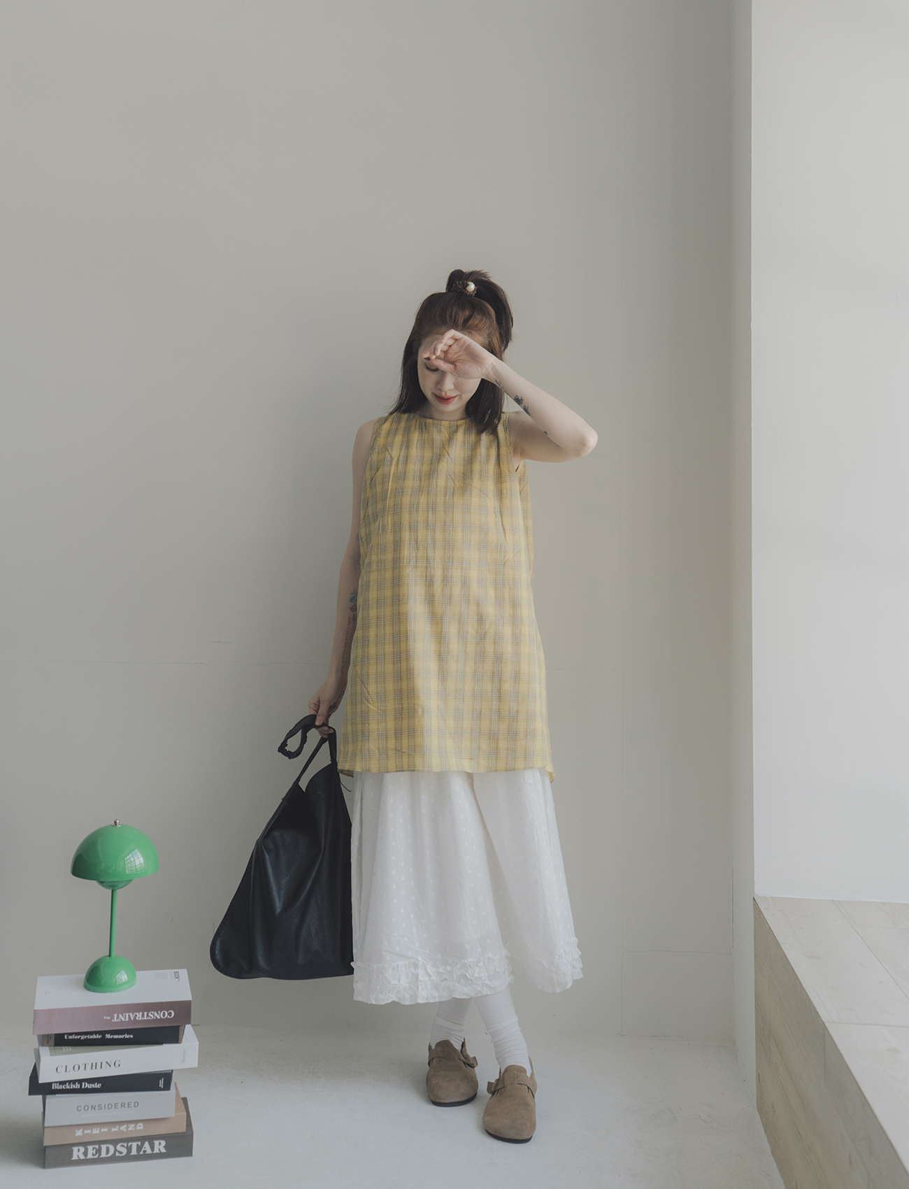 可愛復古格子背心裙