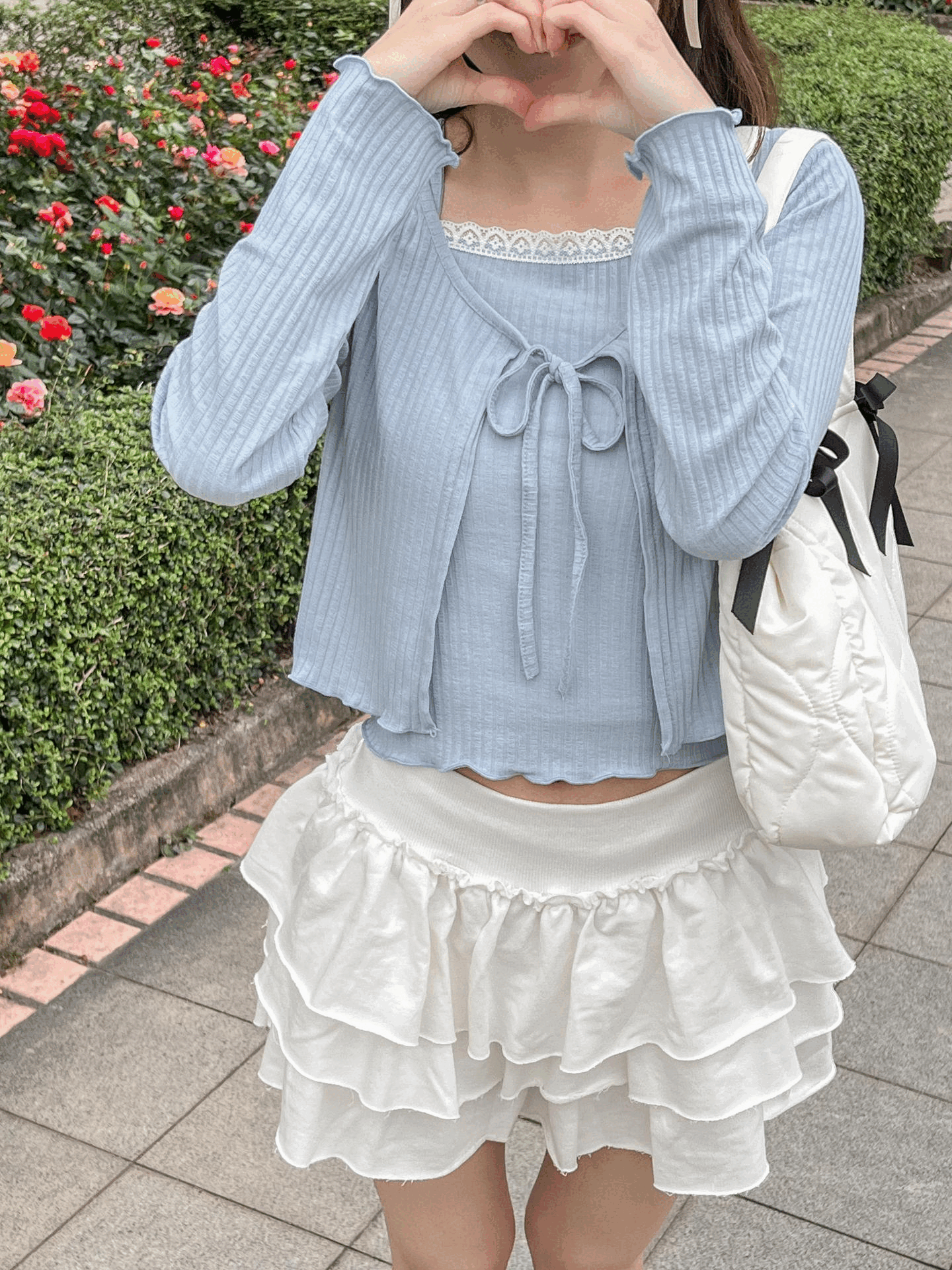 Girlish Laciness Top Set