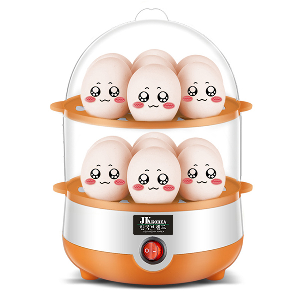 JK Korea new multi-functional egg cooker mini egg steamer household double-layer steamed egg breakfast machine (J0738)