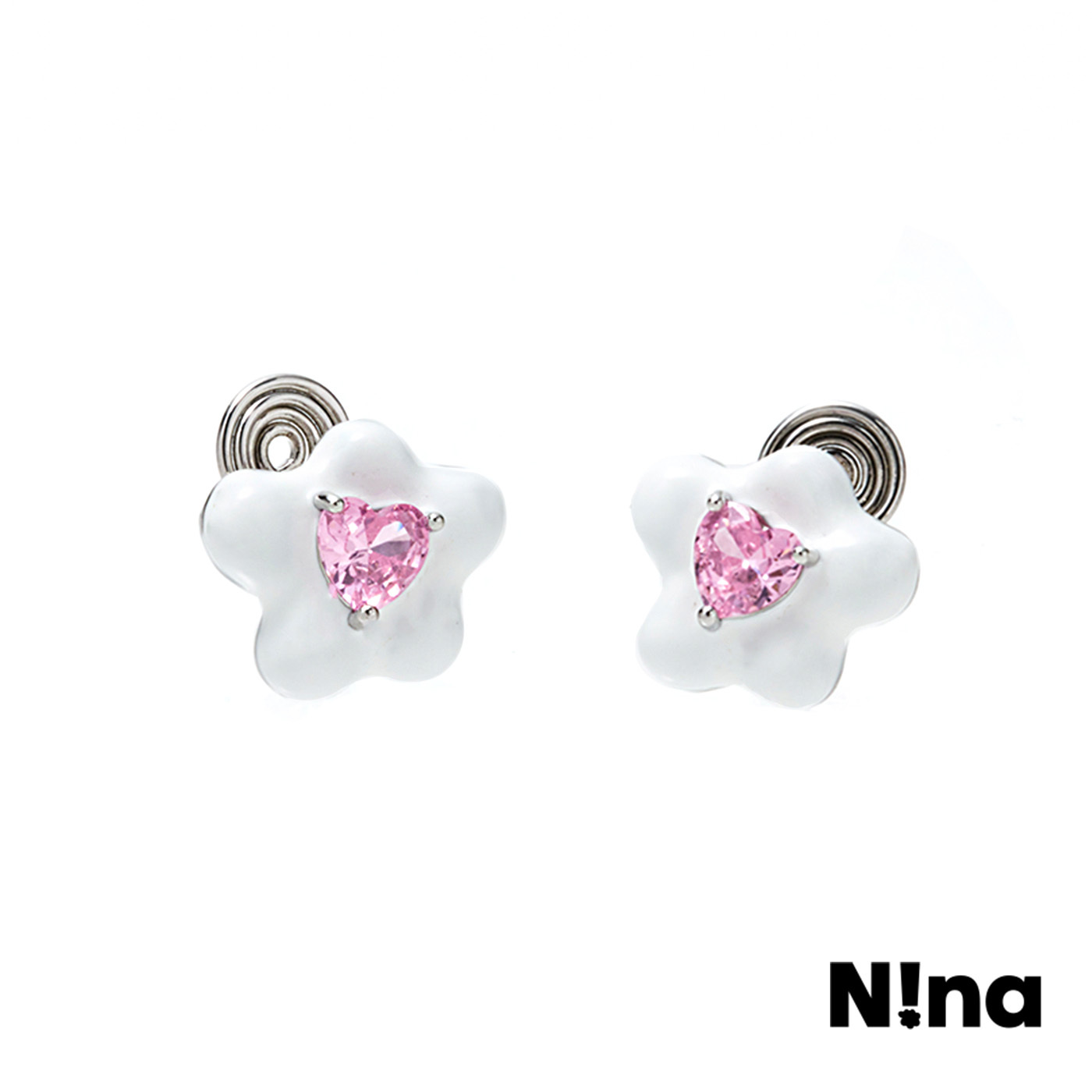 平價飾品,Nina聯名款,愛心,花,夾式耳環