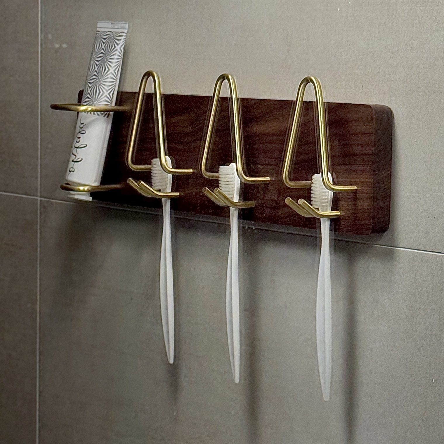 原木牙刷置物掛架