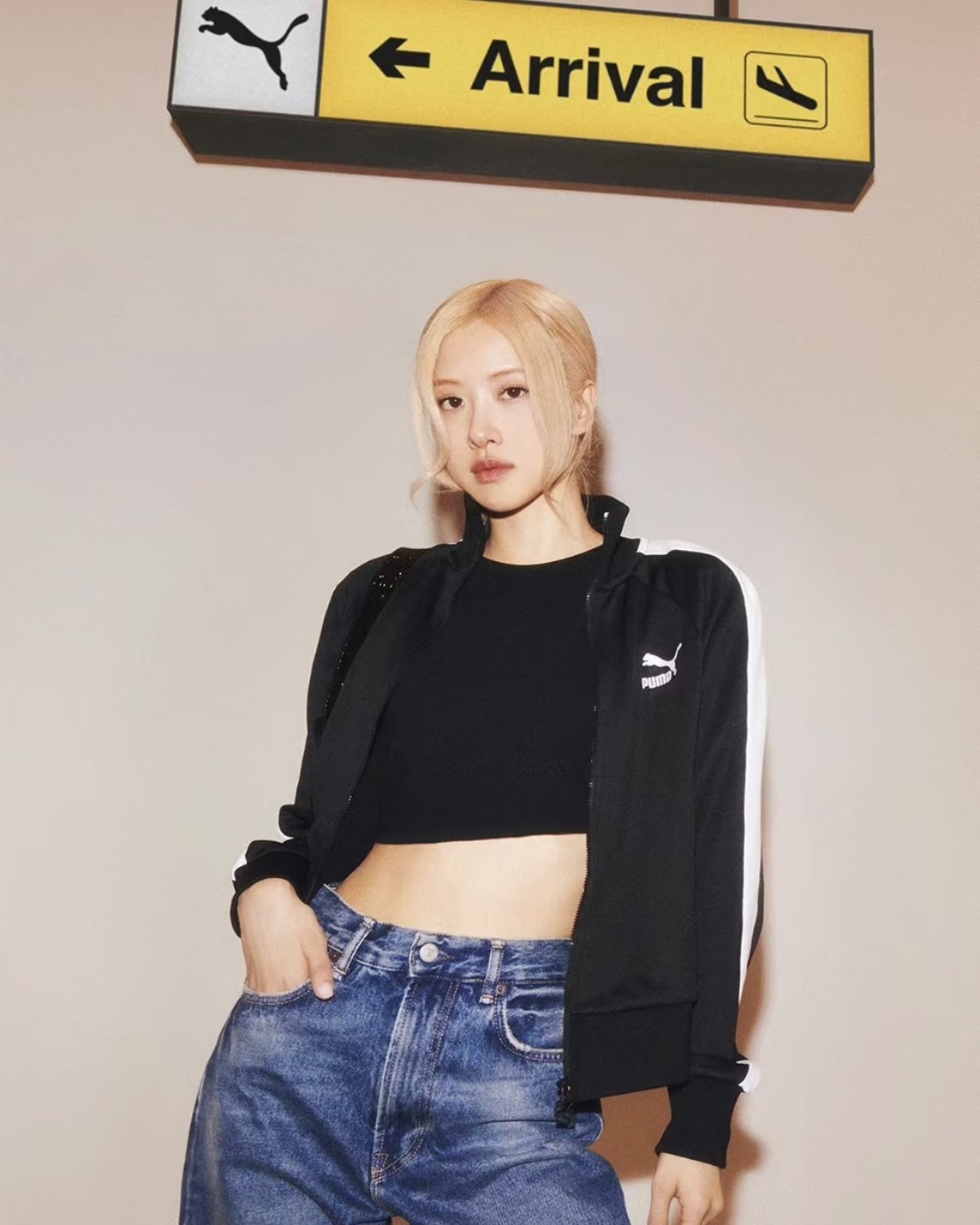 <Rose同款🌹>Puma 流行系列 女 黑色 休閒 日常 立領 拉鍊 外套 朴彩英