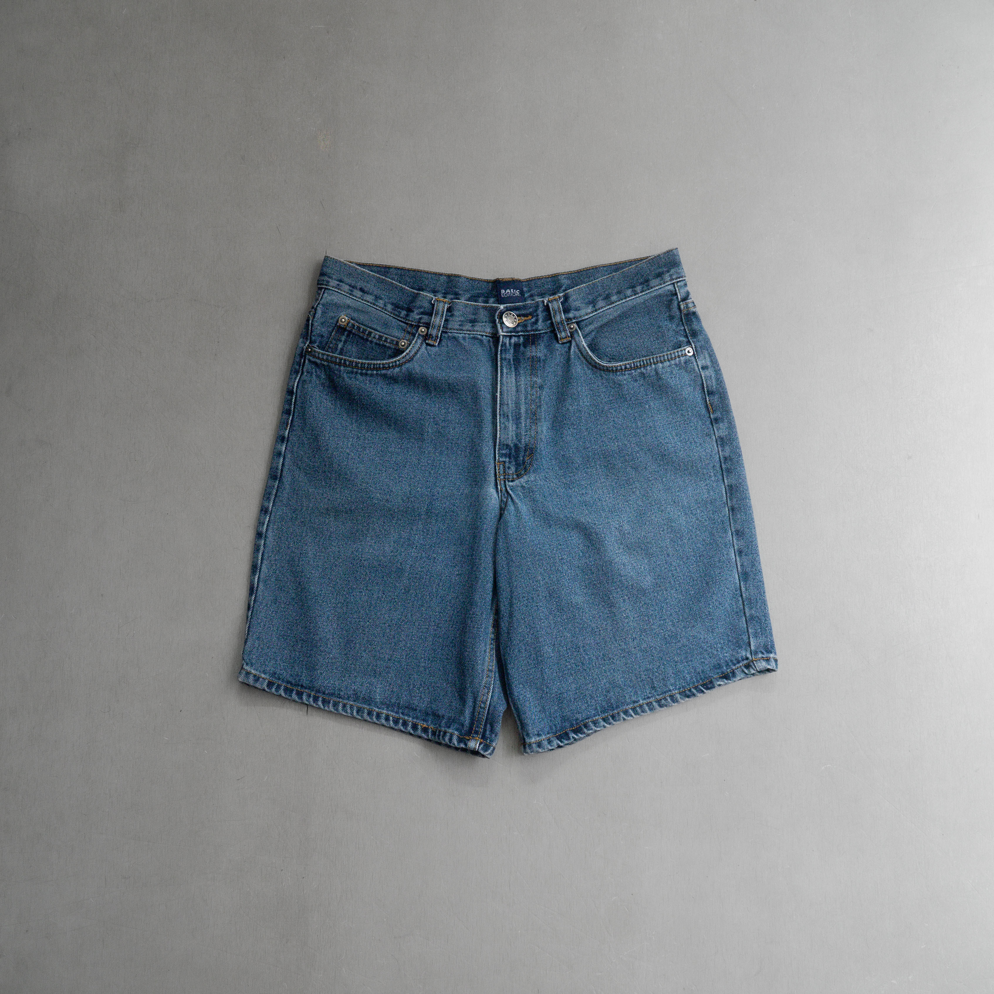 USED DENIM SHORTS JORTS 美國 藍色 拉鍊 牛仔 丹寧 短褲