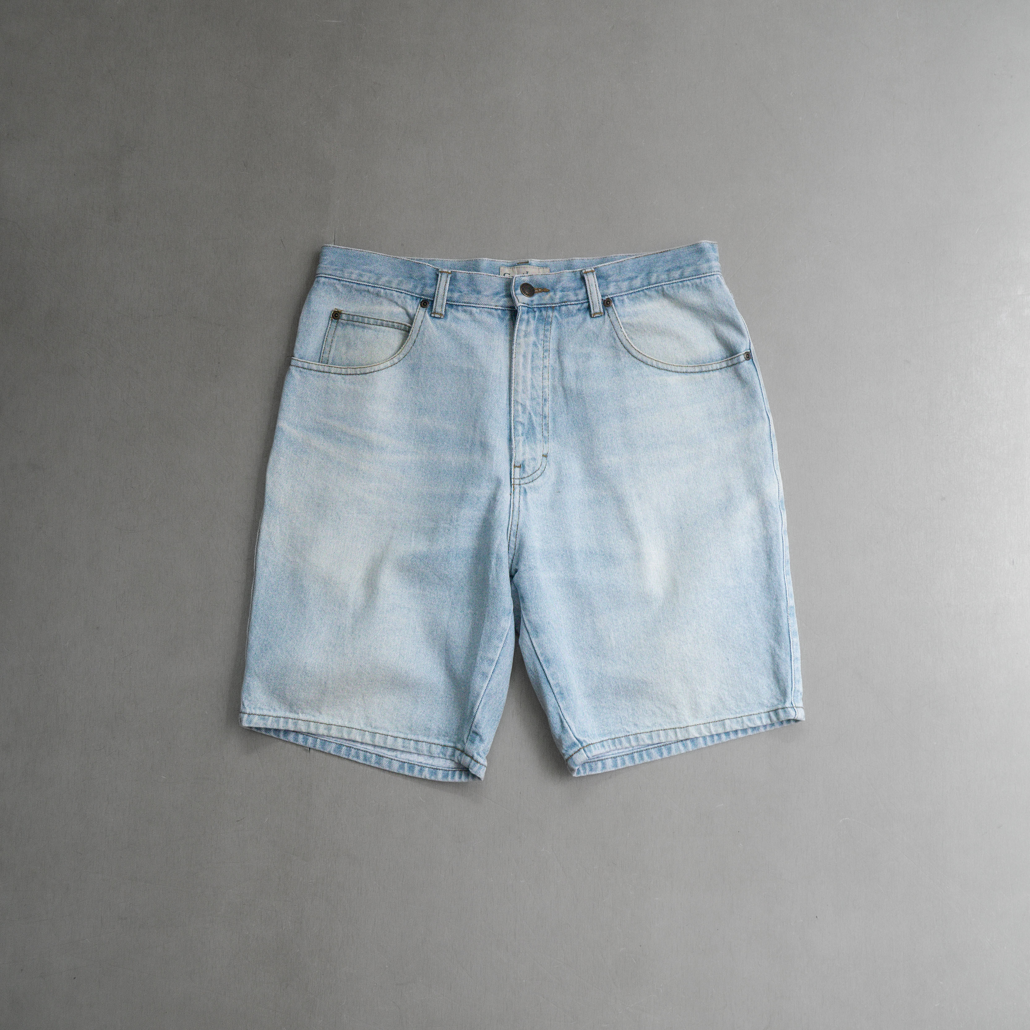 USED DENIM SHORTS JORTS 美國 淺藍 拉鍊 牛仔 丹寧 短褲