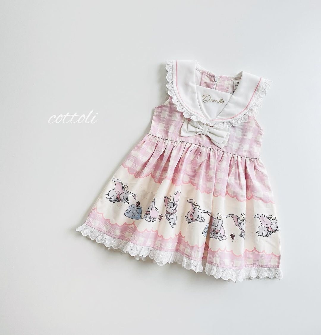 𝐂𝐨𝐭𝐭𝐨𝐥𝐢 𝐱 𝐃𝐢𝐬𝐧𝐞𝐲 𝐃𝐮𝐦𝐛𝐨 小飛象水手領格仔連身裙