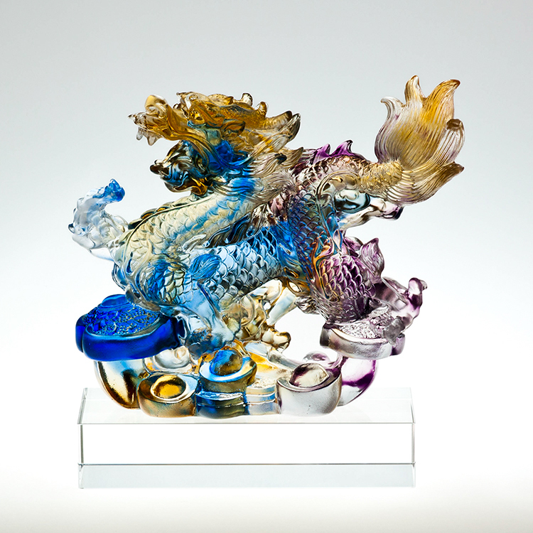 鹿港窯禮品館│琉璃 如意龍 風生水起 工藝品 擺件 書房 辦公室桌面 裝飾 龍年生肖禮物商務禮品