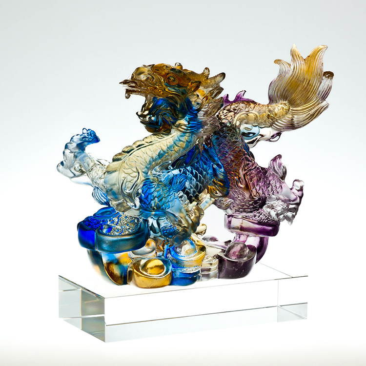 鹿港窯禮品館│琉璃 如意龍 風生水起 工藝品 擺件 書房 辦公室桌面 裝飾 龍年生肖禮物商務禮品