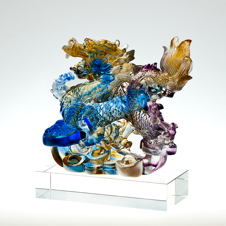 鹿港窯禮品館│琉璃 如意龍 風生水起 工藝品 擺件 書房 辦公室桌面 裝飾 龍年生肖禮物商務禮品