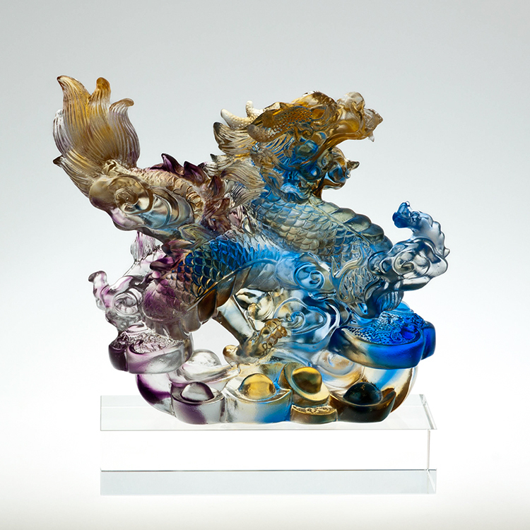 鹿港窯禮品館│琉璃 如意龍 風生水起 工藝品 擺件 書房 辦公室桌面 裝飾 龍年生肖禮物商務禮品