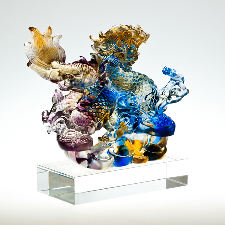 鹿港窯禮品館│琉璃 如意龍 風生水起 工藝品 擺件 書房 辦公室桌面 裝飾 龍年生肖禮物商務禮品