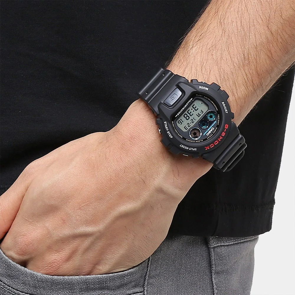 【CASIO 卡西歐】G-SHOCK DW-6900-1VH 數位 黑色橡膠 運動 多功能 電子 手錶