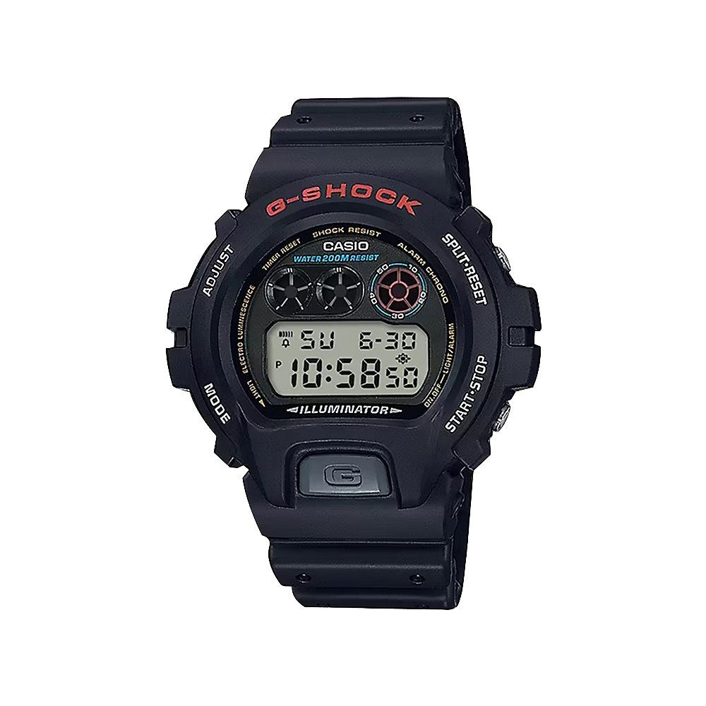 【CASIO 卡西歐】G-SHOCK DW-6900-1VH 數位 黑色橡膠 運動 多功能 電子 手錶