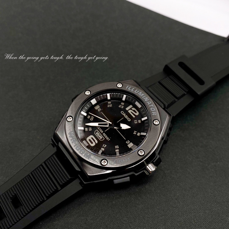 【CASIO 卡西歐】MWA-100HB-1A 金屬錶框 100米 LED照明 防水 運動 矽膠 指針錶