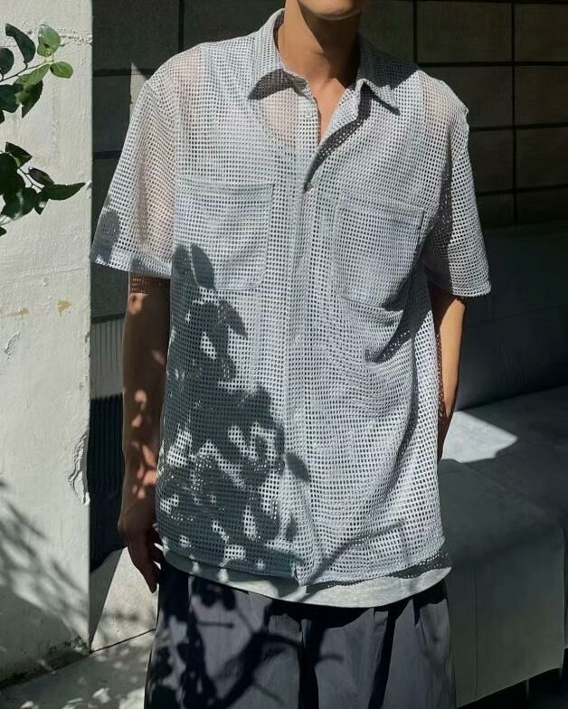 淨色網紋短袖恤衫 S2063