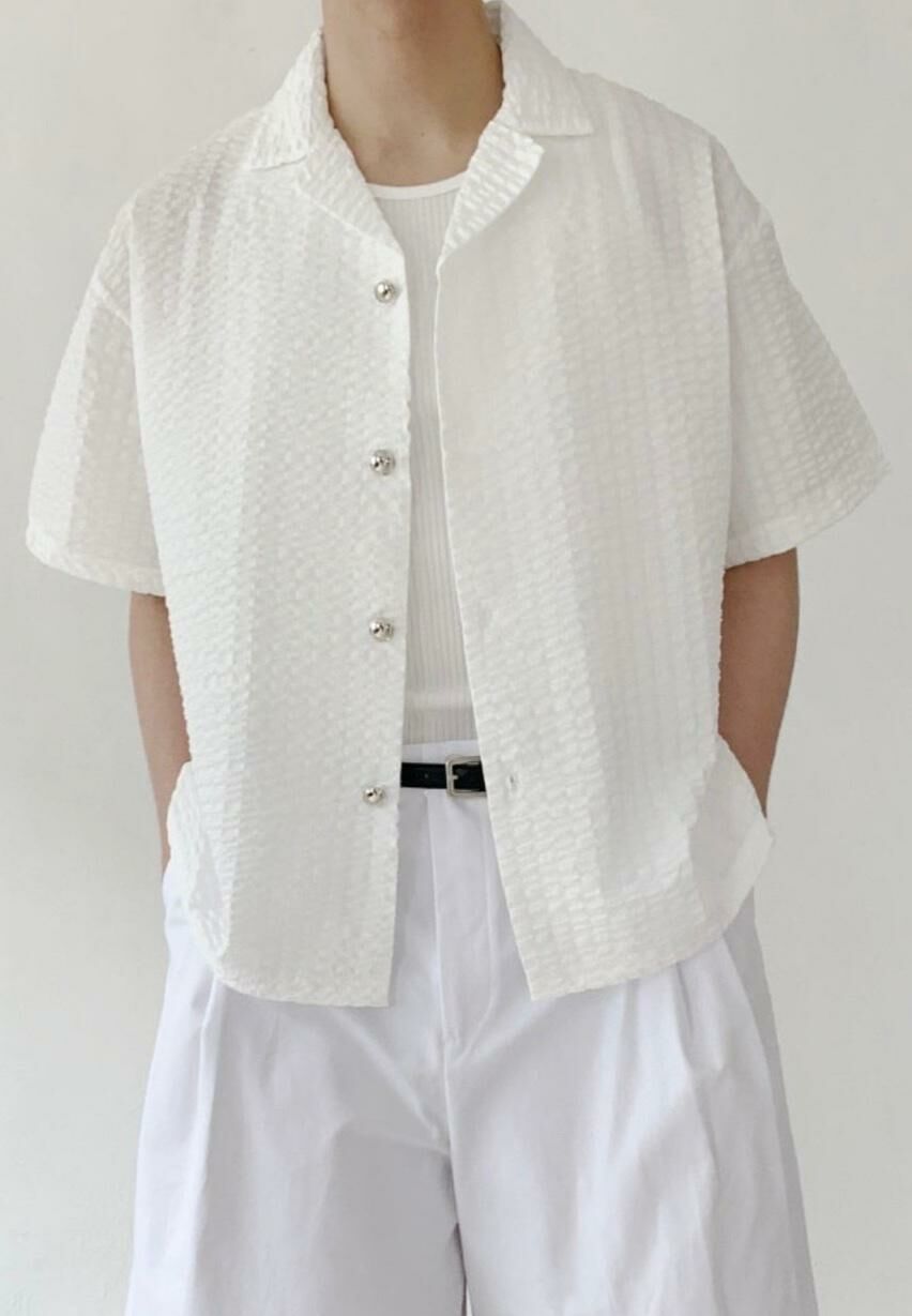 淨色暗紋短袖恤衫 S2035