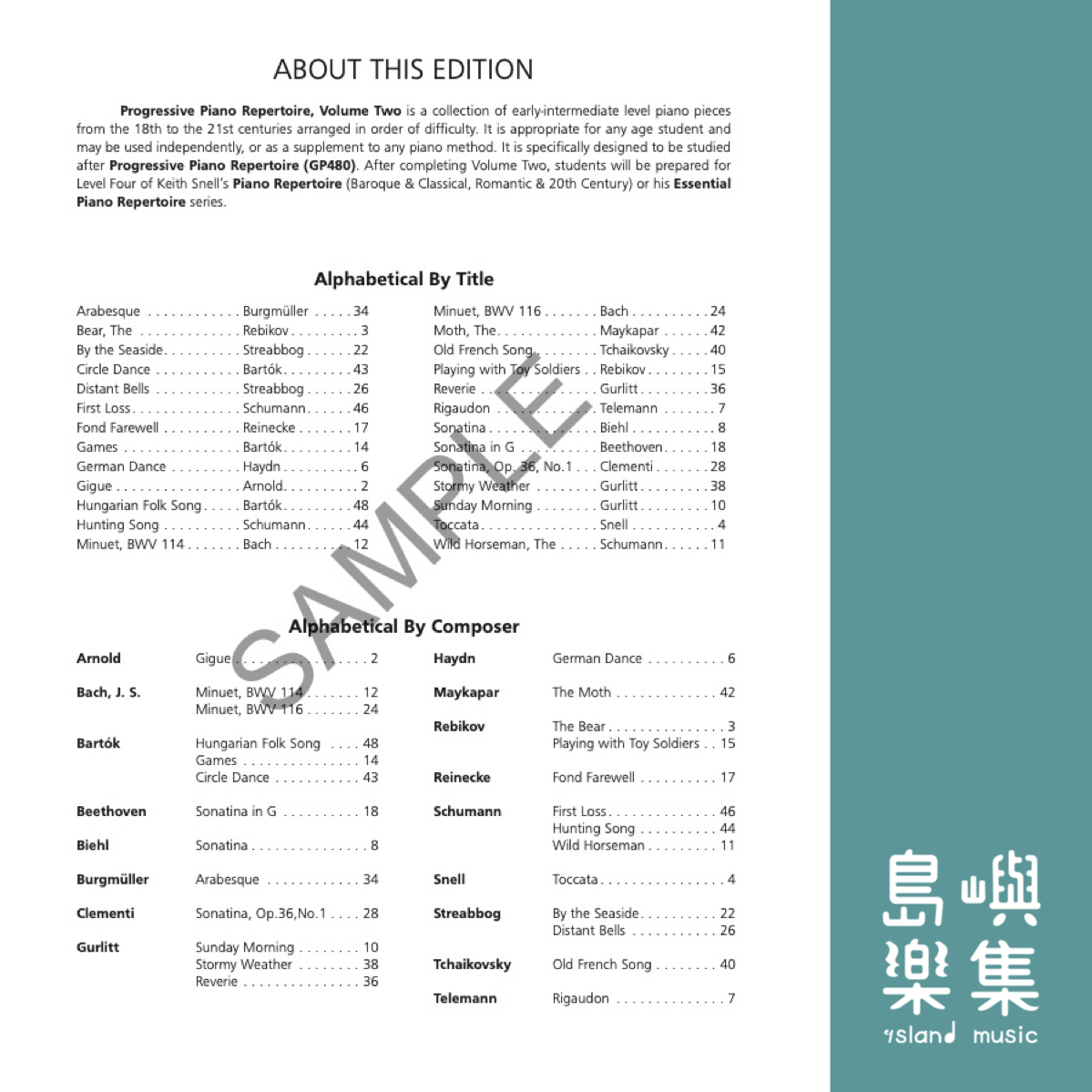 Progressive Piano Repertoire, Volume Two