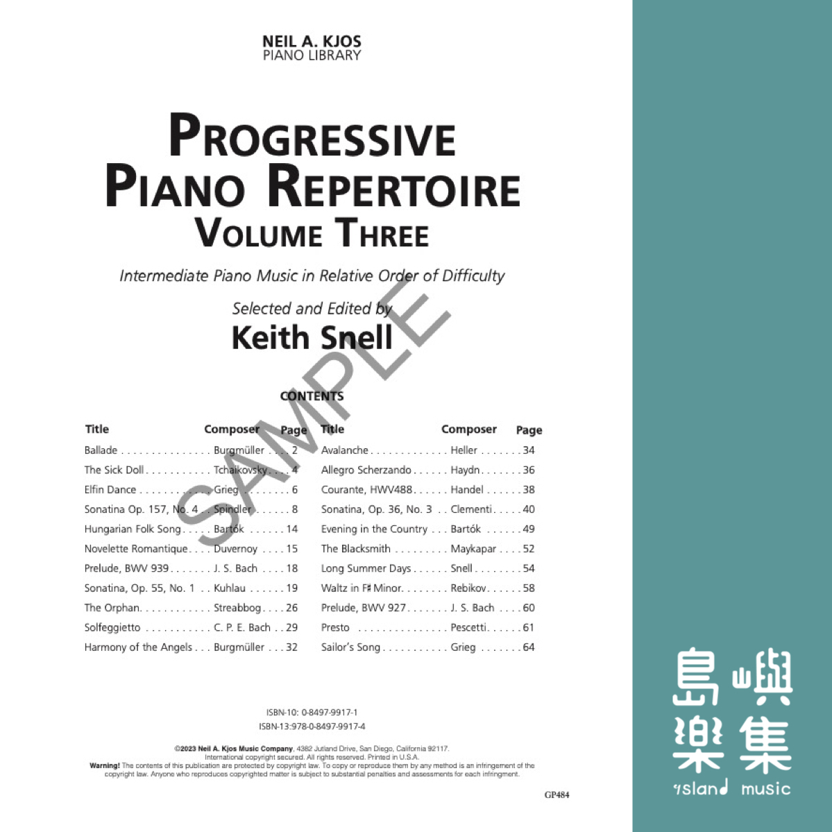 Progressive Piano Repertoire, Volume Three
