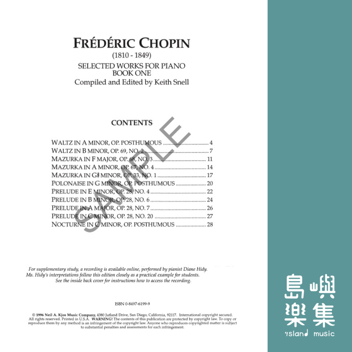Chopin Selected Works For Piano, Book 1