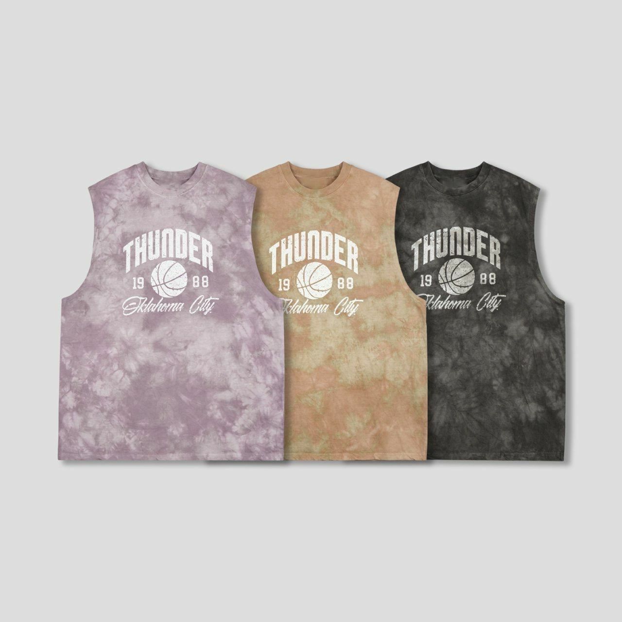 OverSize紮染英文字圖案背心 V1058