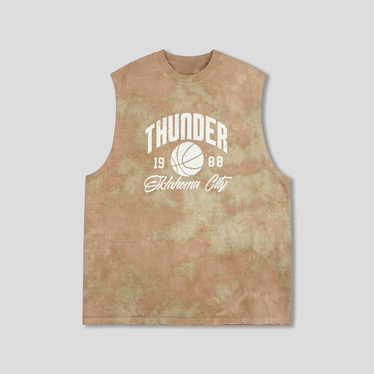 OverSize紮染英文字圖案背心 V1058