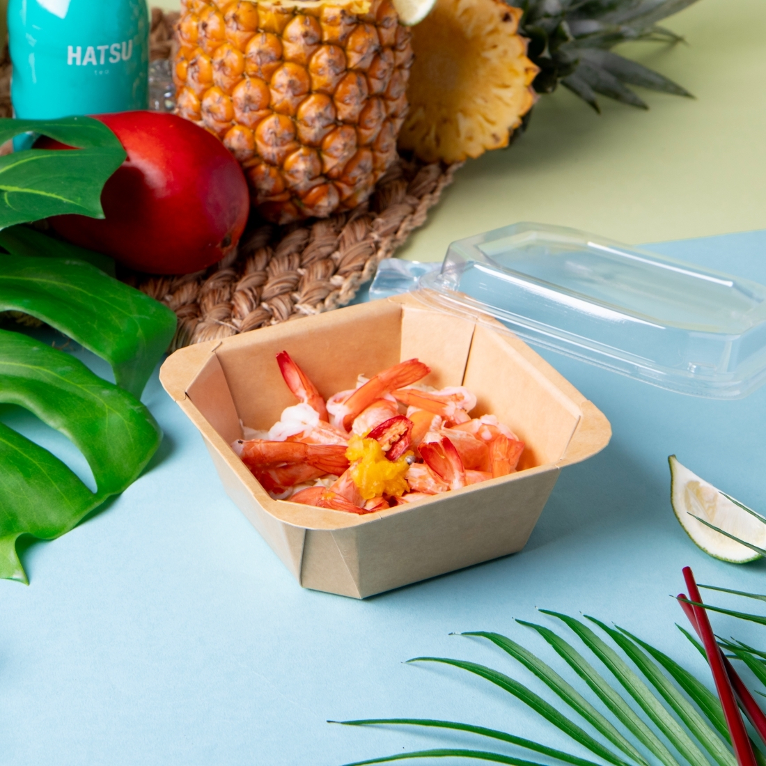 牛皮紙正方形八角餐盒 750ml