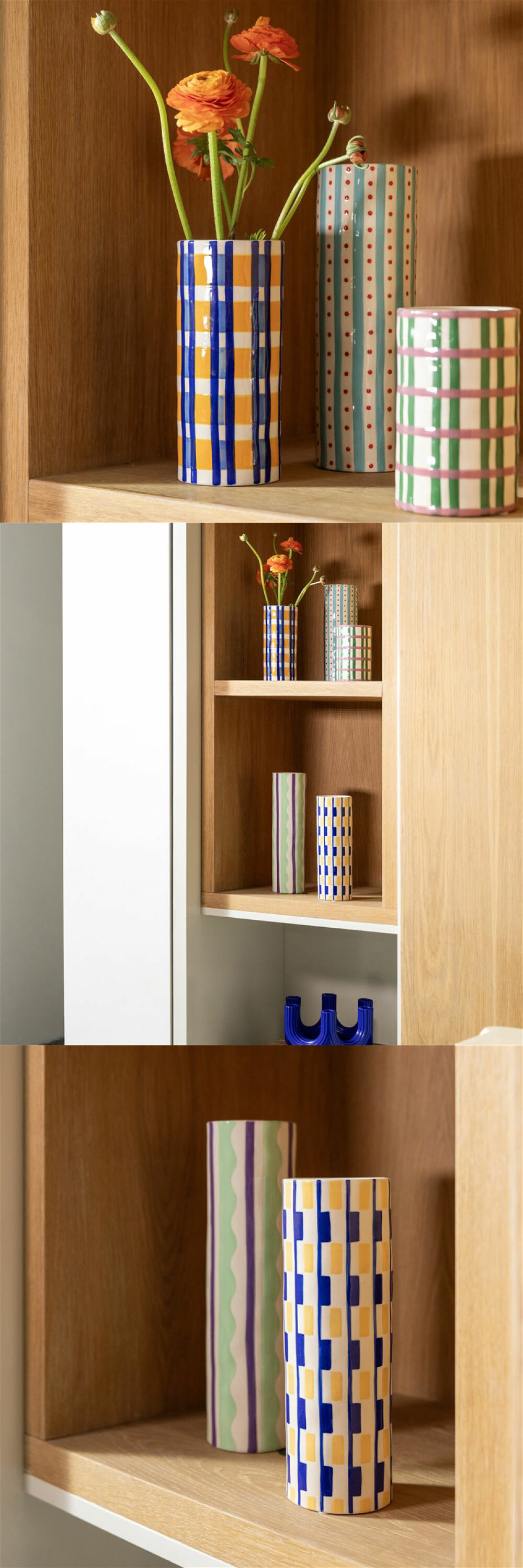 &Klevering-Clash花瓶，手工製作，點線面交接，形成多樣格紋。繽紛色彩，為空間增添風格。