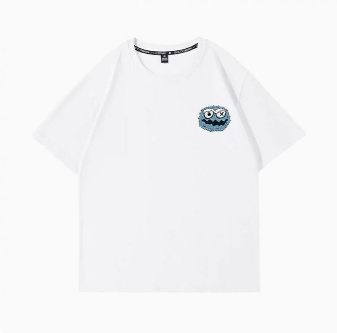 Summer Short Sleeve T-Shirt Jacket (White Look at Me Blue S-2XL Size) (Contact customer service to confirm the shipping size after placing an order)】