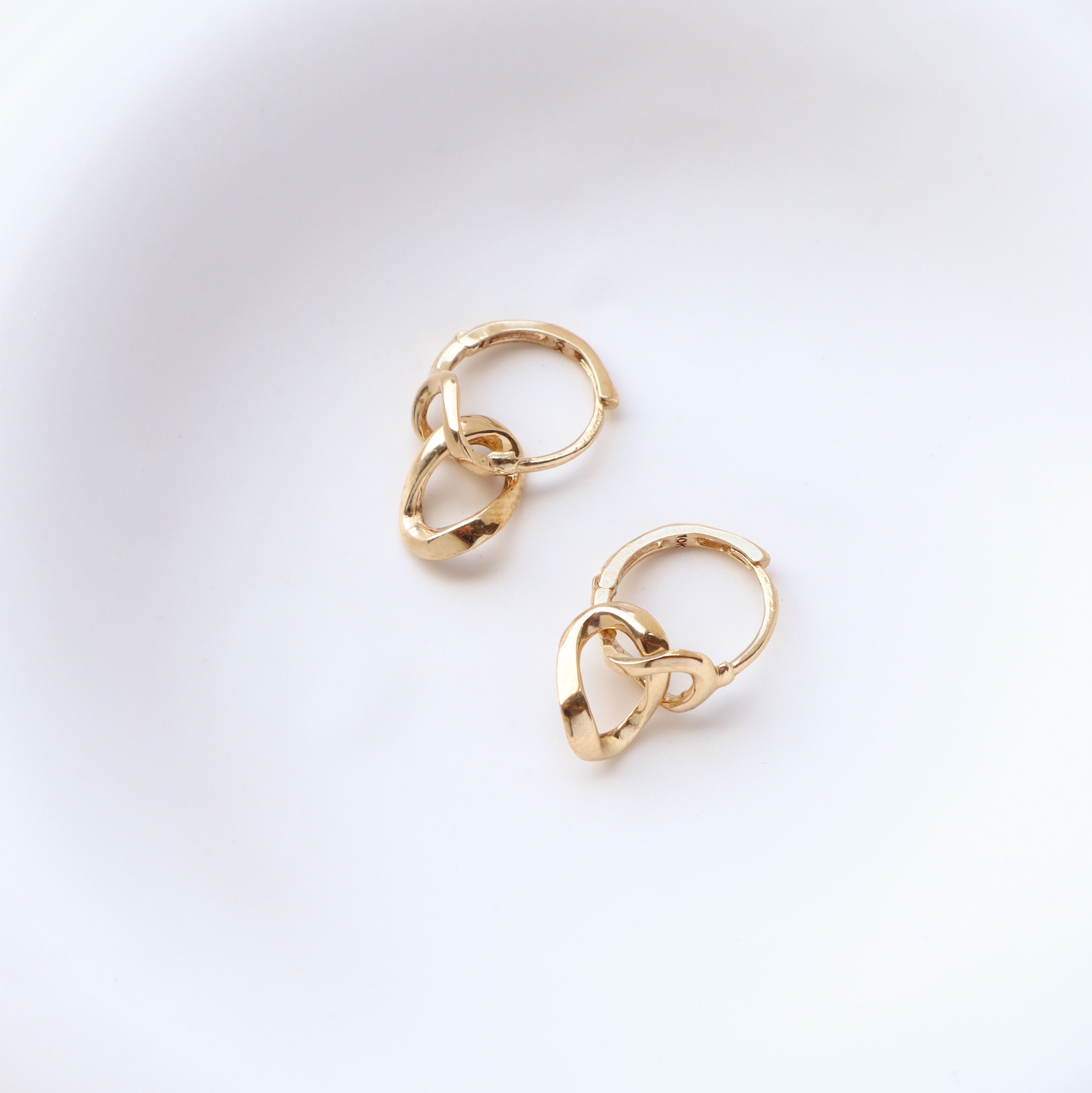 10K/摩登曲線雙圈耳環