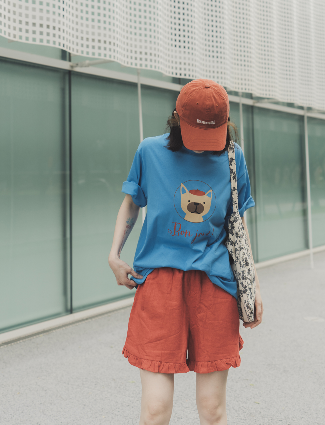 素面花邊鬆緊短褲