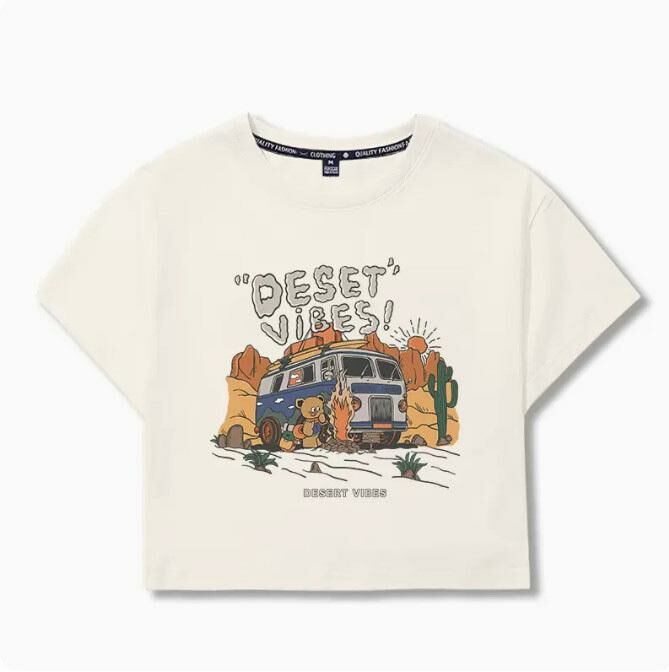 Casual short sleeve T-shirt (beige desert atmosphere S-L size) (contact customer service to confirm the shipping size after placing an order)】