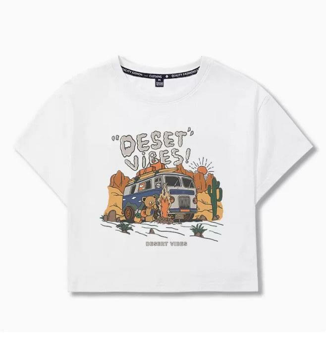 Casual short sleeve T-shirt (white desert atmosphere S-L size) (contact customer service to confirm the shipping size after placing an order)】