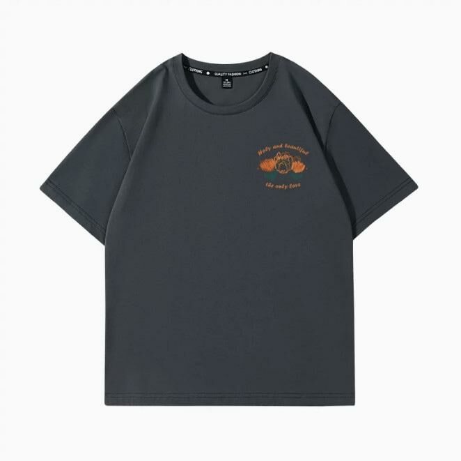 Summer Short Sleeve T-Shirt Jacket (Calm Gray Cream Imprint Orange S-2XL Size) (Contact customer service to confirm the shipping size after placing an order)】
