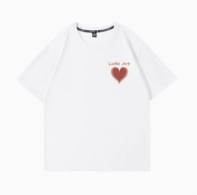 Casual Loose Short Sleeve T-Shirt (White Latte Art S-2XL) (Contact customer service to confirm the shipping size after placing an order)】