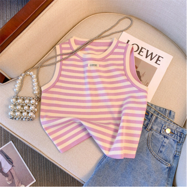 Striped camisole vest (vermicelli) (size: S/M/L) (contact customer service to confirm size after placing an order)】