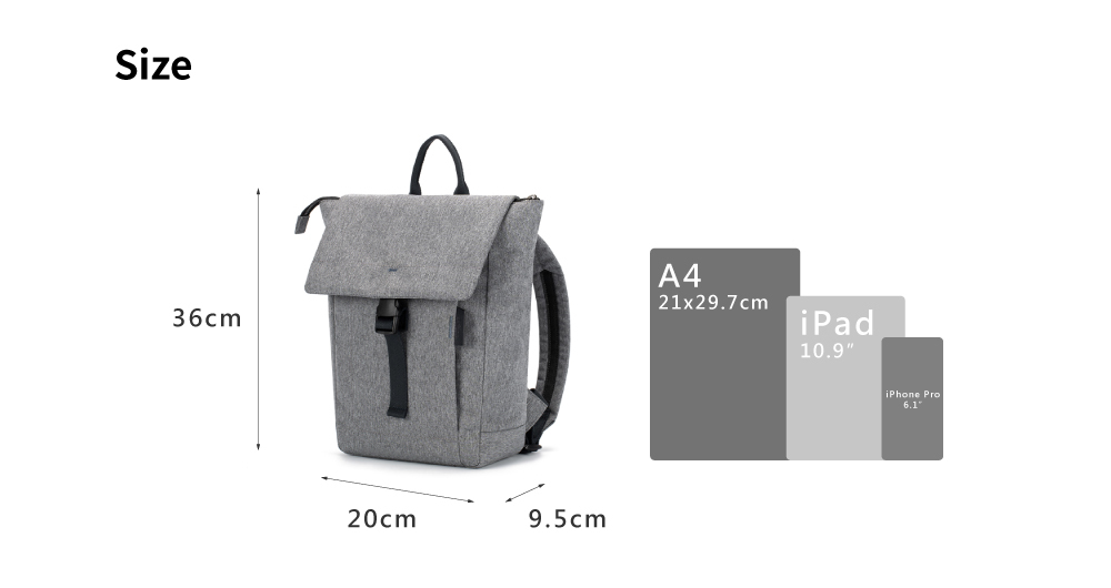 satana Fresh 青職人個性後背包-麻花灰 SFG0091-707 尺寸