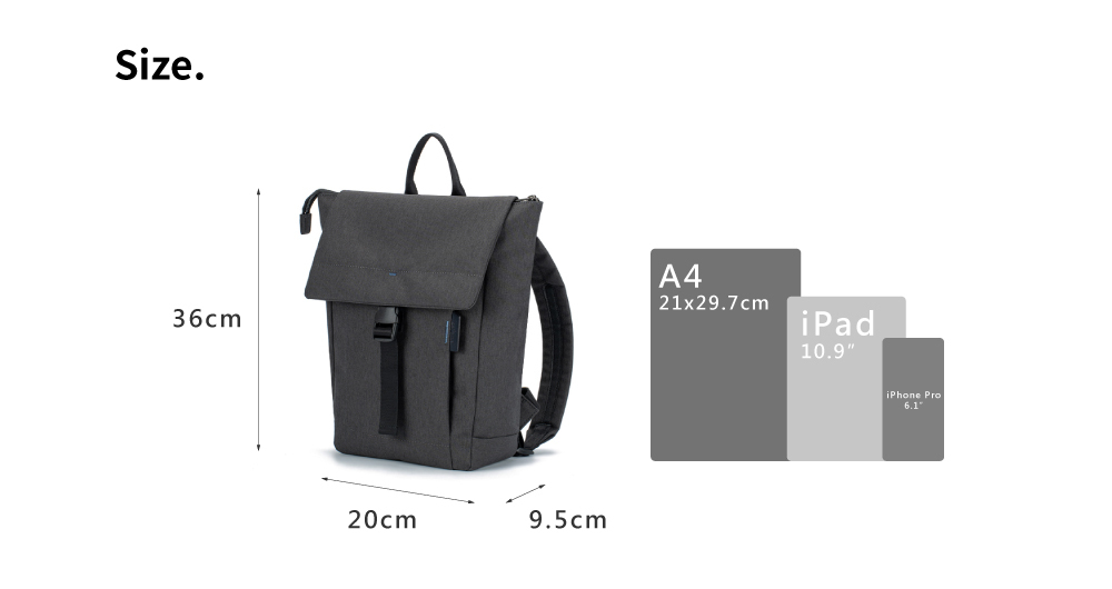 satana Fresh 青職人個性後背包-麻花灰 SFG0091-728 尺寸