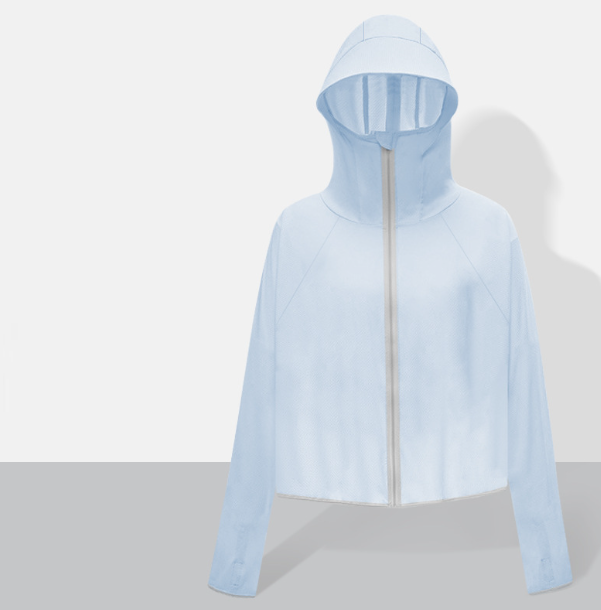 Solid color women's ice feeling big brim (sunscreen clothing [sky blue]) one size]