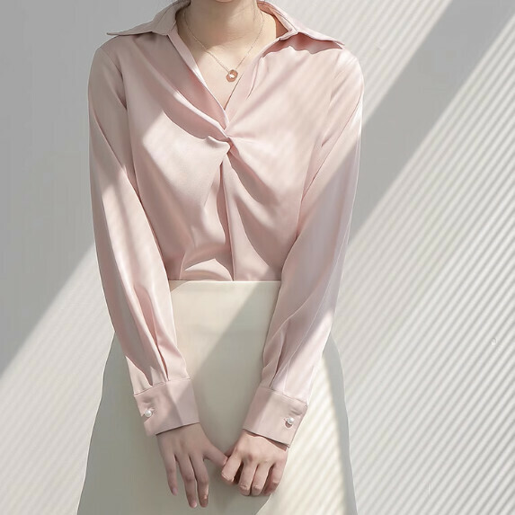 Long Sleeve Shirt Women's Early Spring (Pink [S_XL size] (contact customer service to confirm the shipping size after placing an order)】