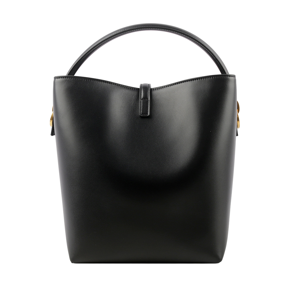 【YSL/Saint Laurent Paris】LE 37 金釦小牛皮二用水桶包(黑色) 742828 2R20W 1000