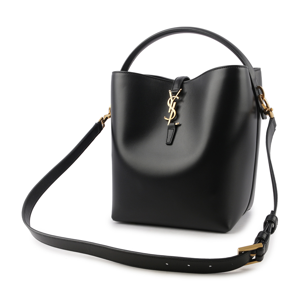 【YSL/Saint Laurent Paris】LE 37 金釦小牛皮二用水桶包(黑色) 742828 2R20W 1000